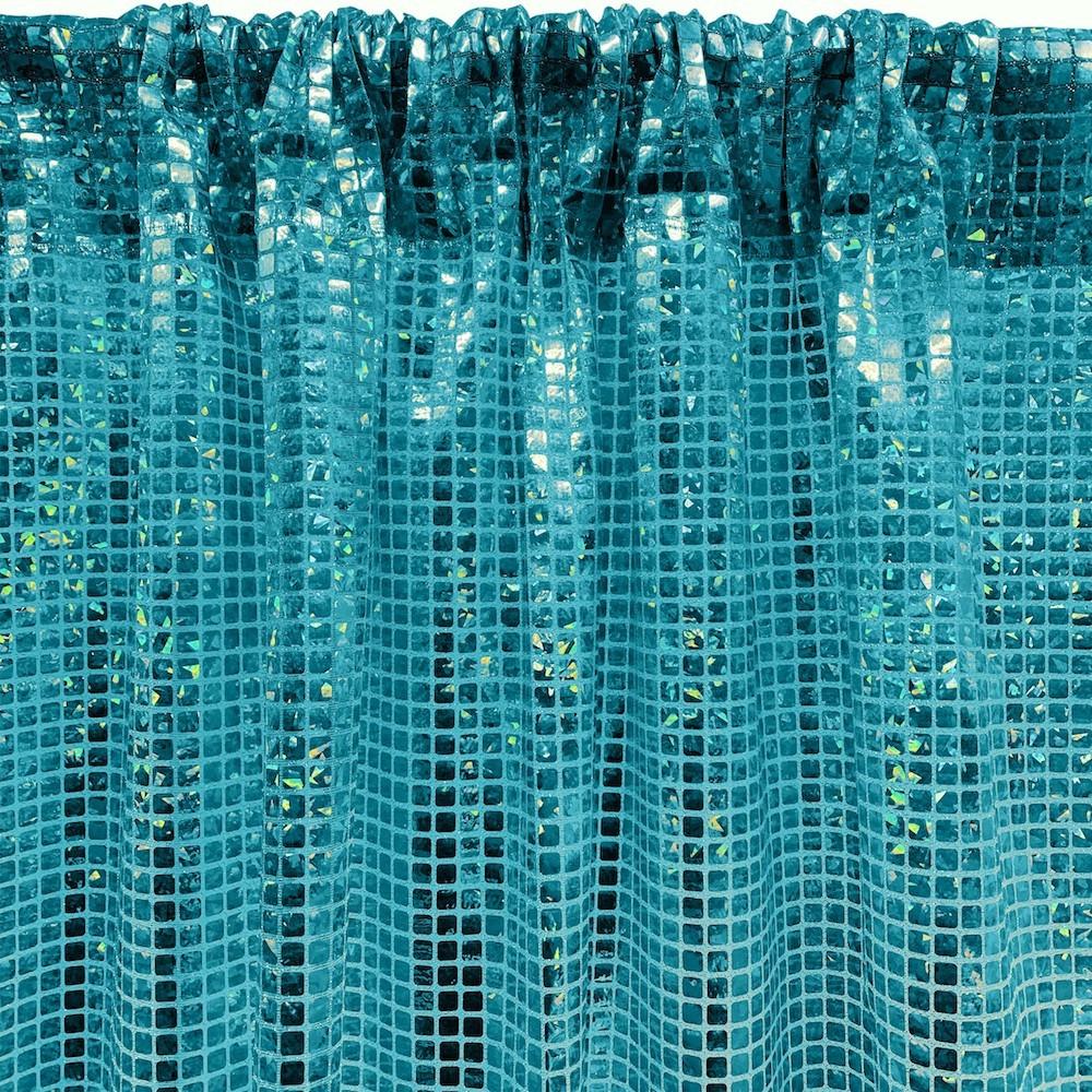 Hologram 8mm Square Sequins Rod Pocket Curtains - Turquoise - Image 3