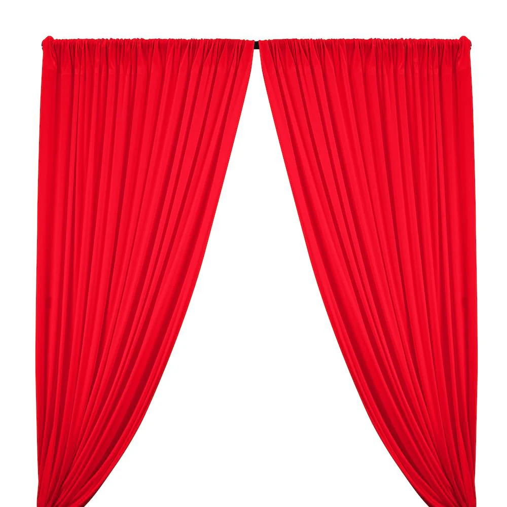 Interlock Knit Rod Pocket Curtains - Red