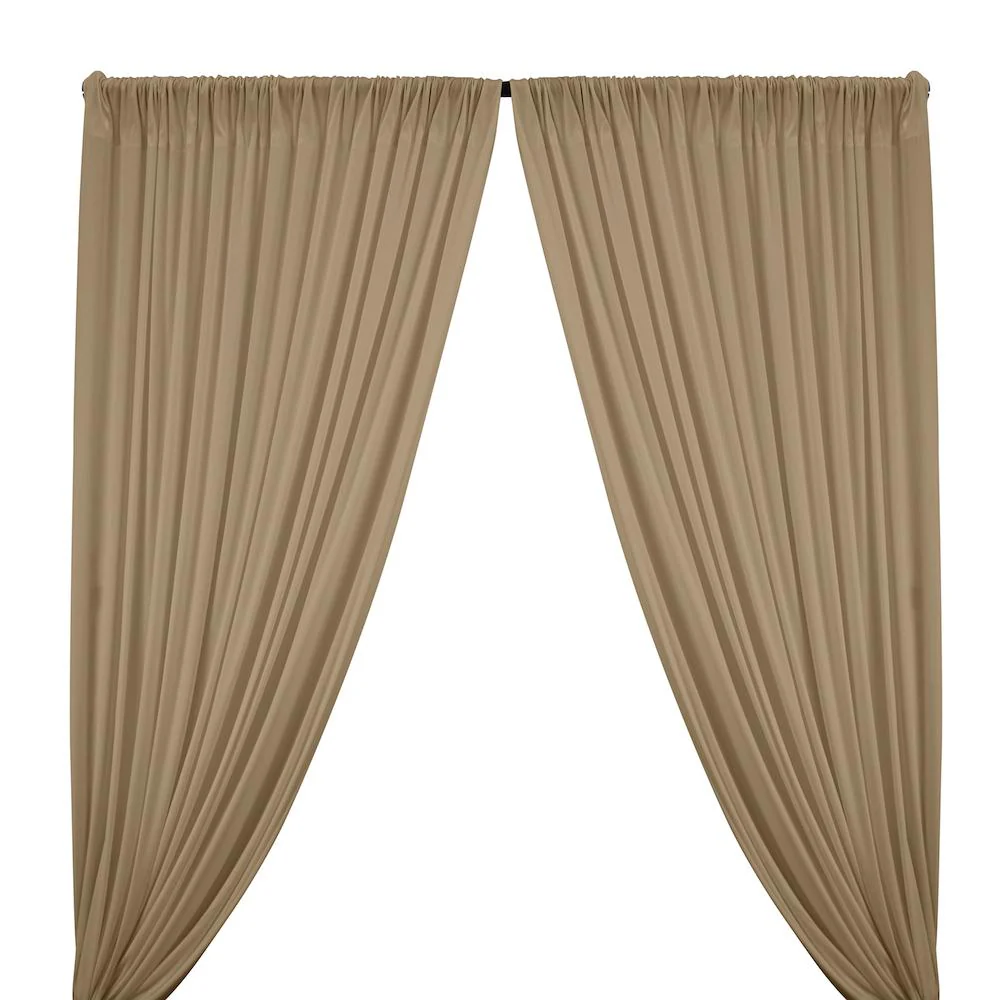 Interlock Knit Rod Pocket Curtains - Tan