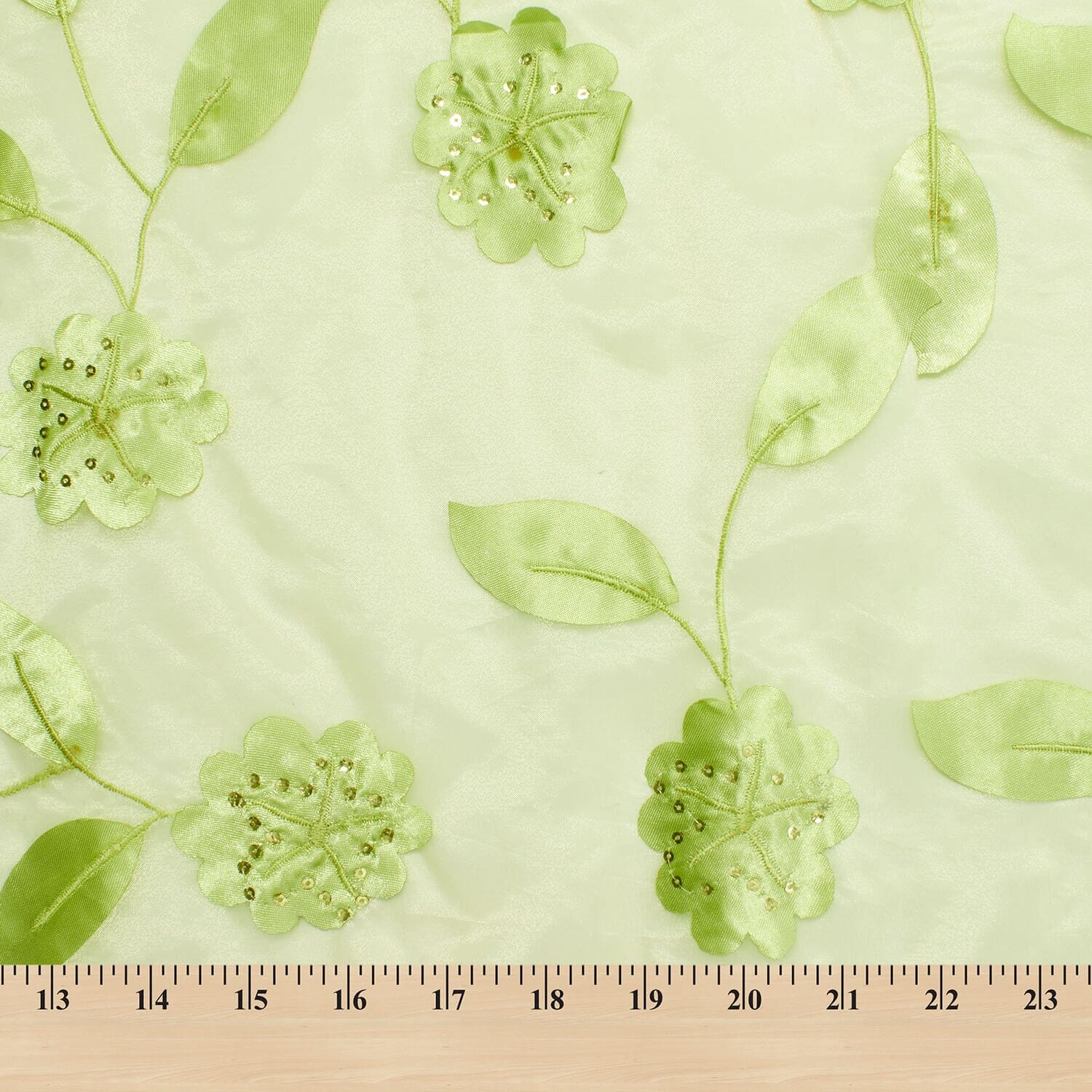 Leafy Sequin Vine On Organza - Image 5