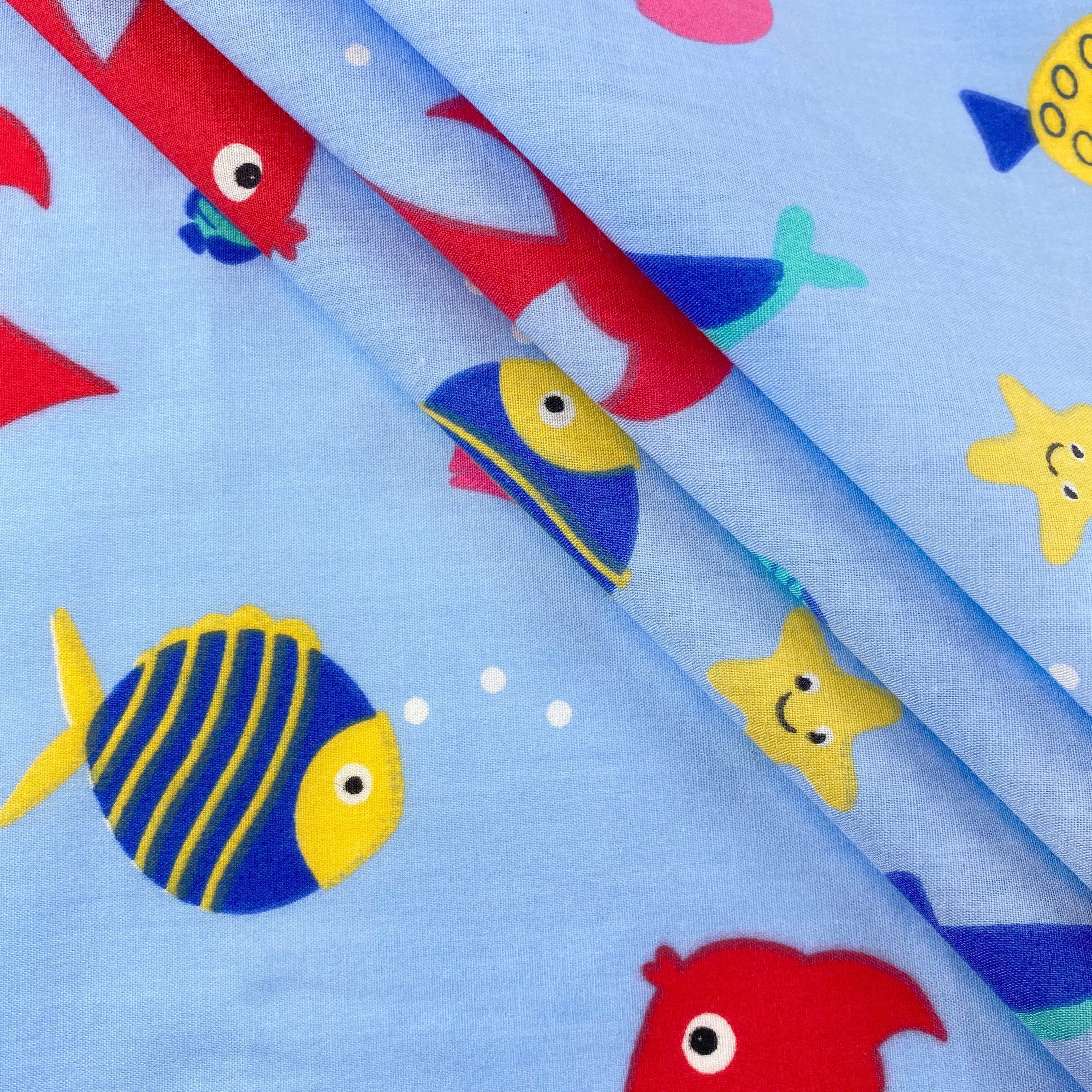 Light Blue Aquarium Print Broadcloth - Image 2