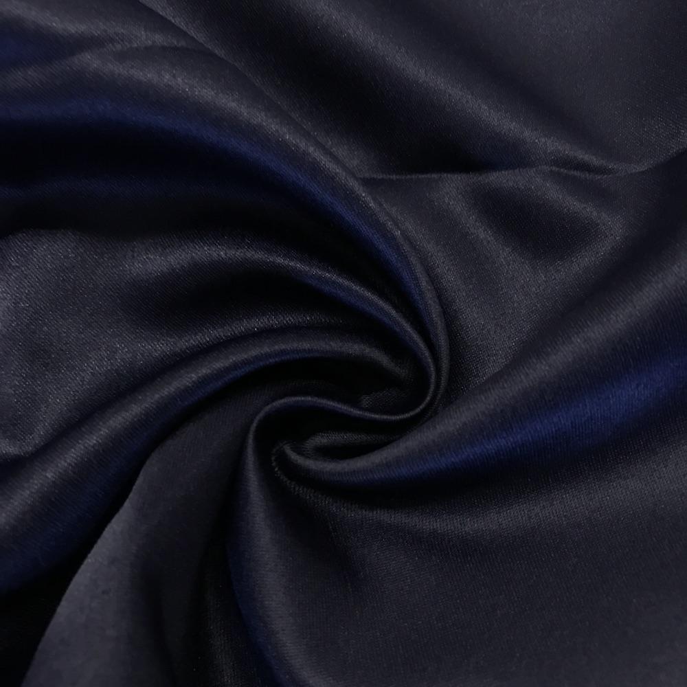 Matte Satin (Peau de Soie) Rod Pocket Curtains - Navy - Image 3
