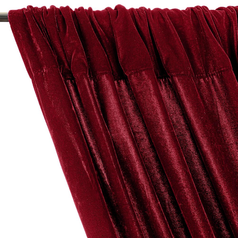 Micro Velvet Rod Pocket Curtains - Dark Red - Image 2