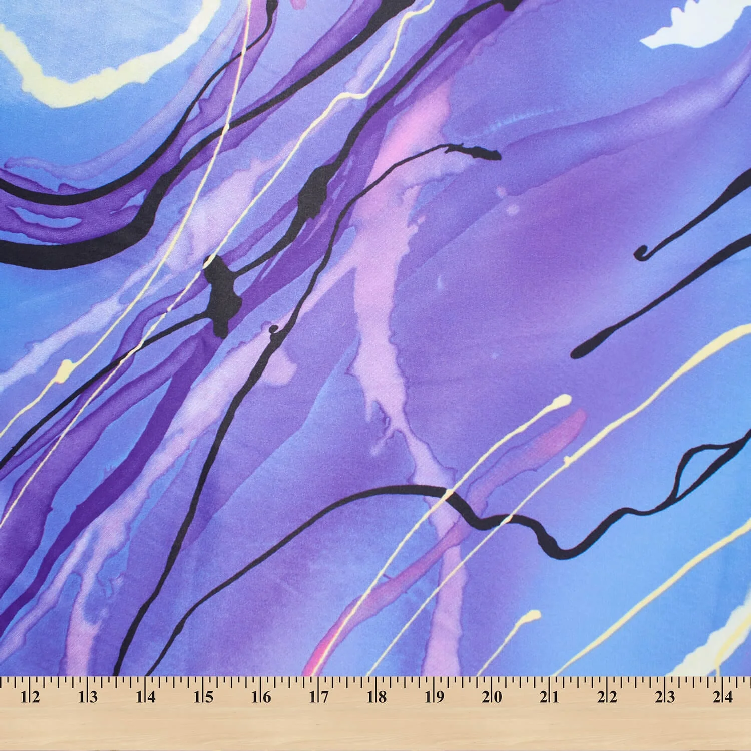 Monica Blue Printed Charmeuse - Image 3