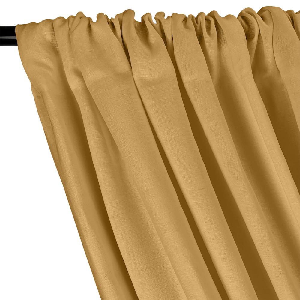 Natural Linen Rod Pocket Curtains - Gold - Image 2