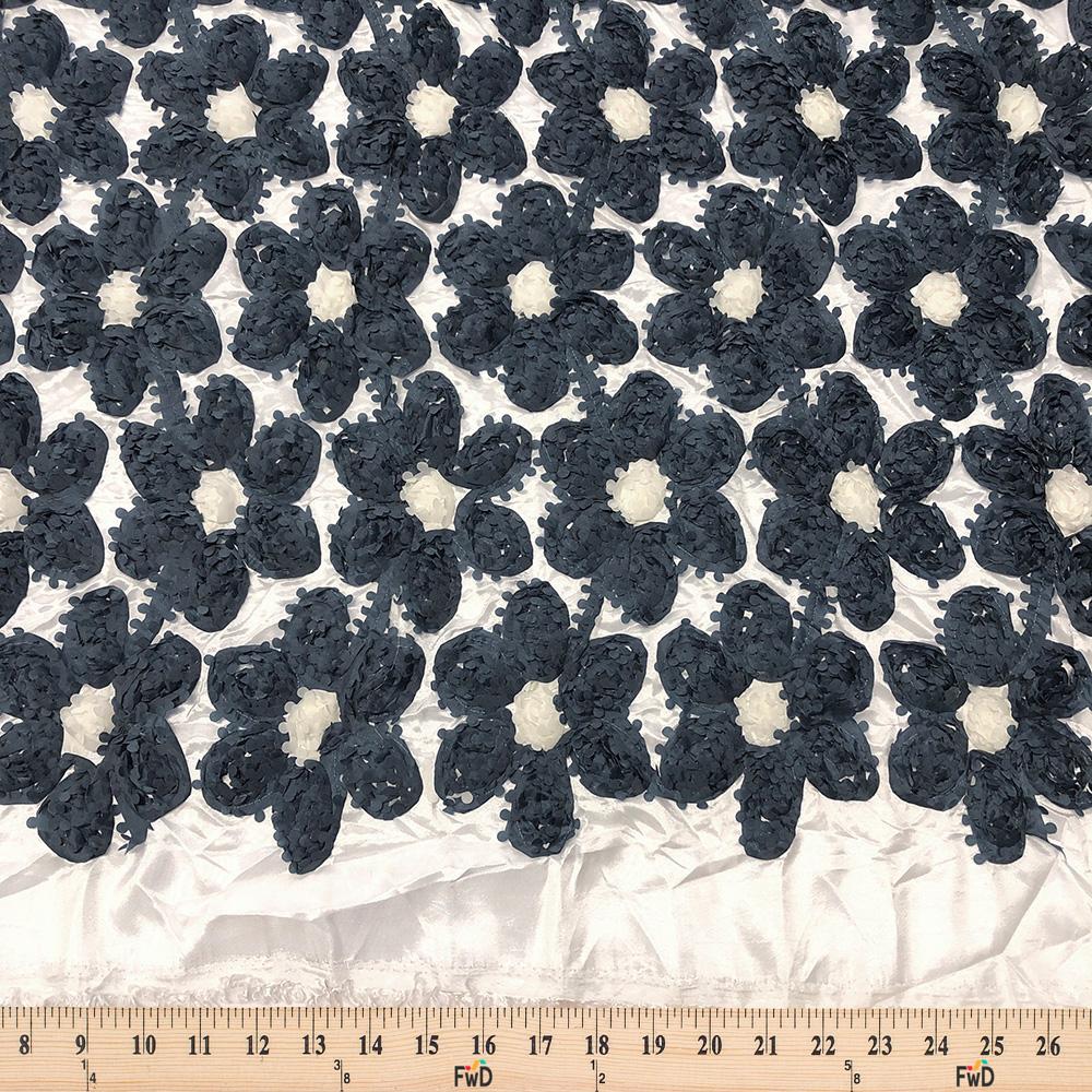 Navy Stringed Ruffle Rosette - Image 3