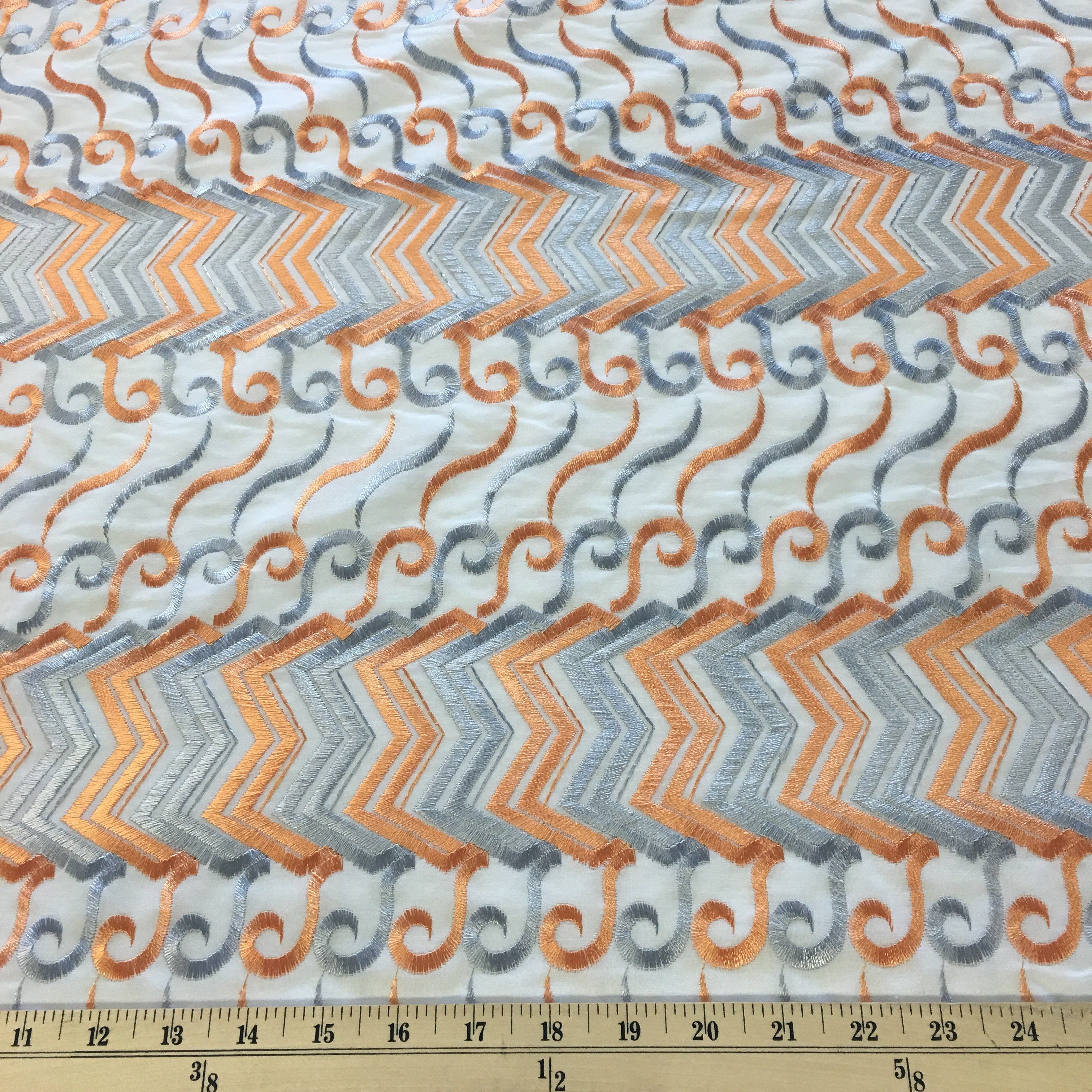 Orange and Grey Wave Embroidery - Image 2