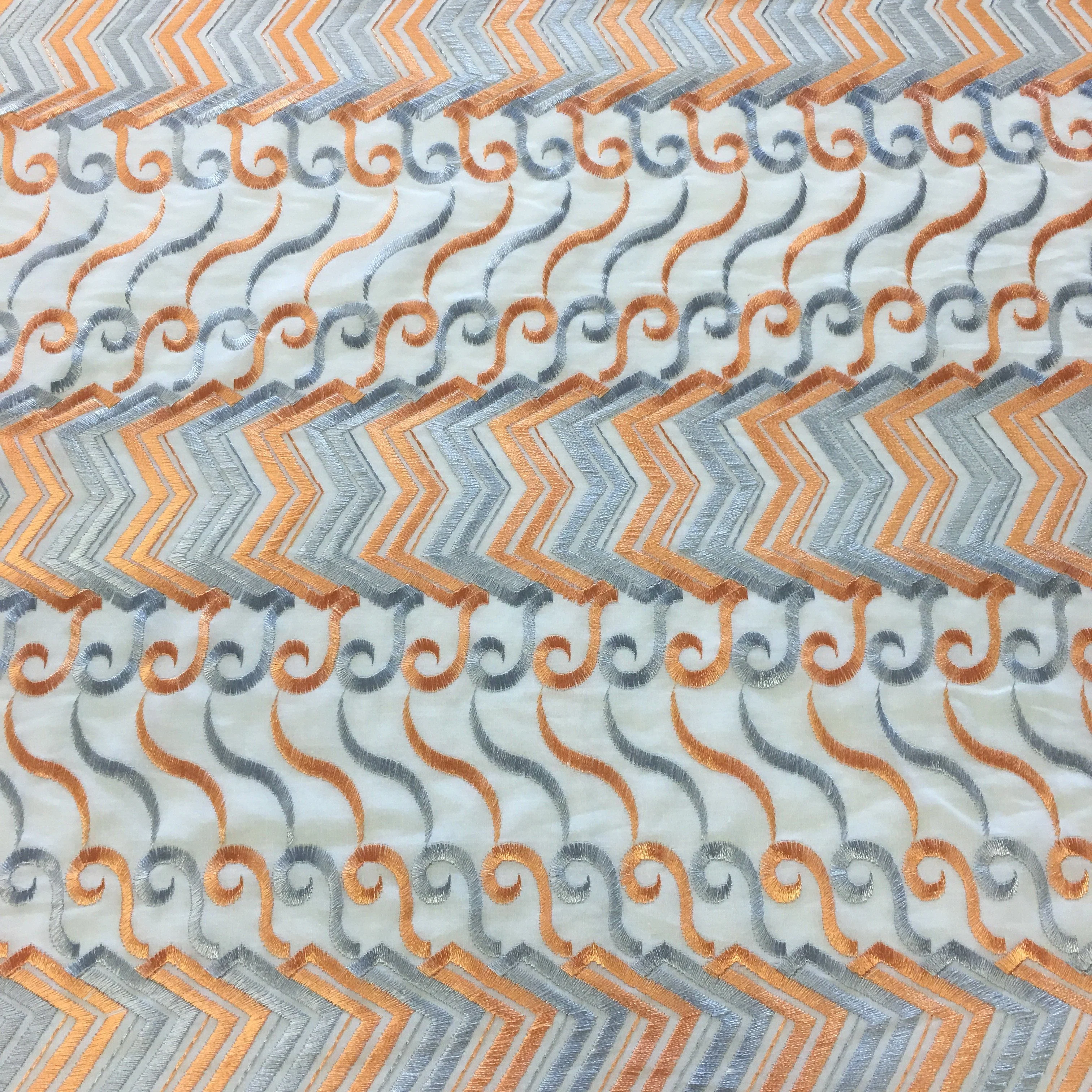 Orange and Grey Wave Embroidery - Image 3