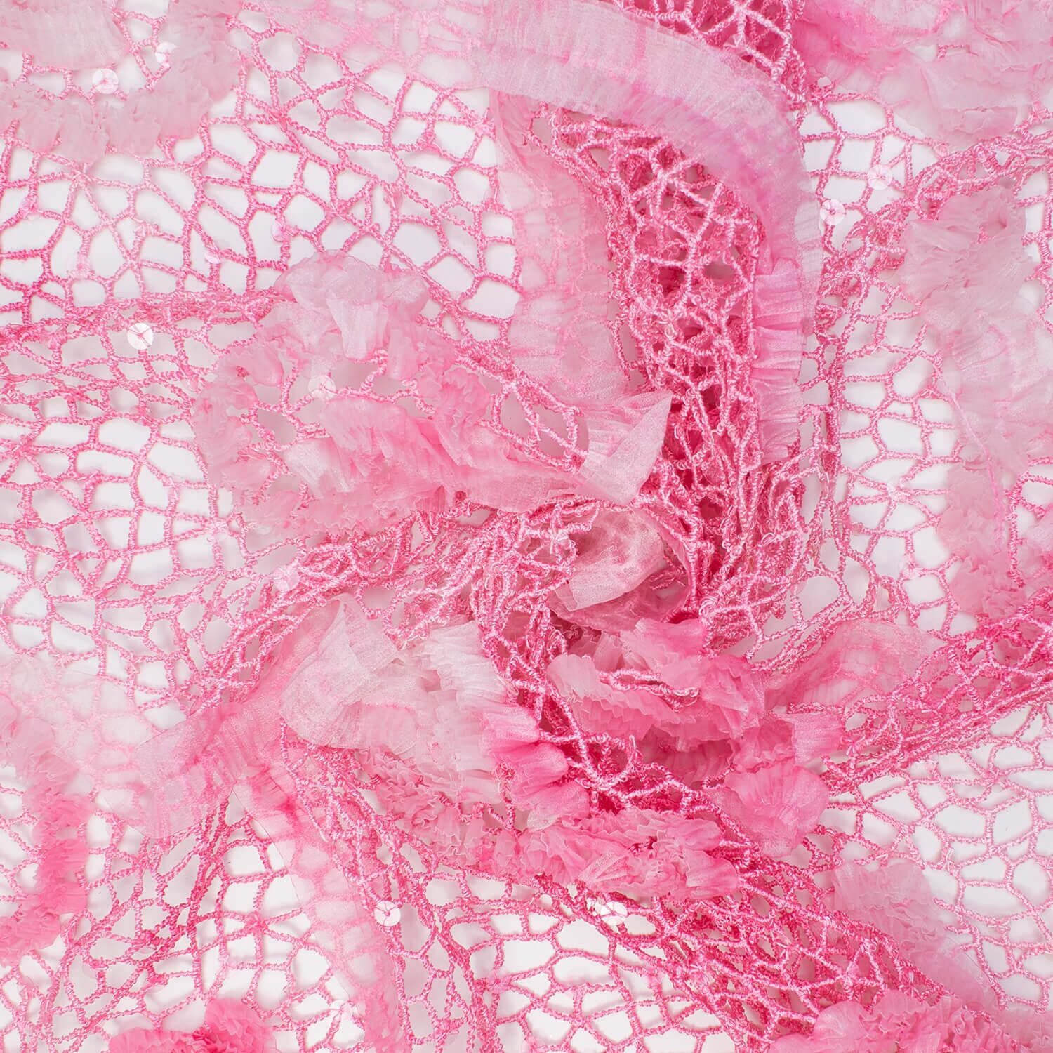 Organza Rosette W/ Sequins On Chemical Mesh - Image 2