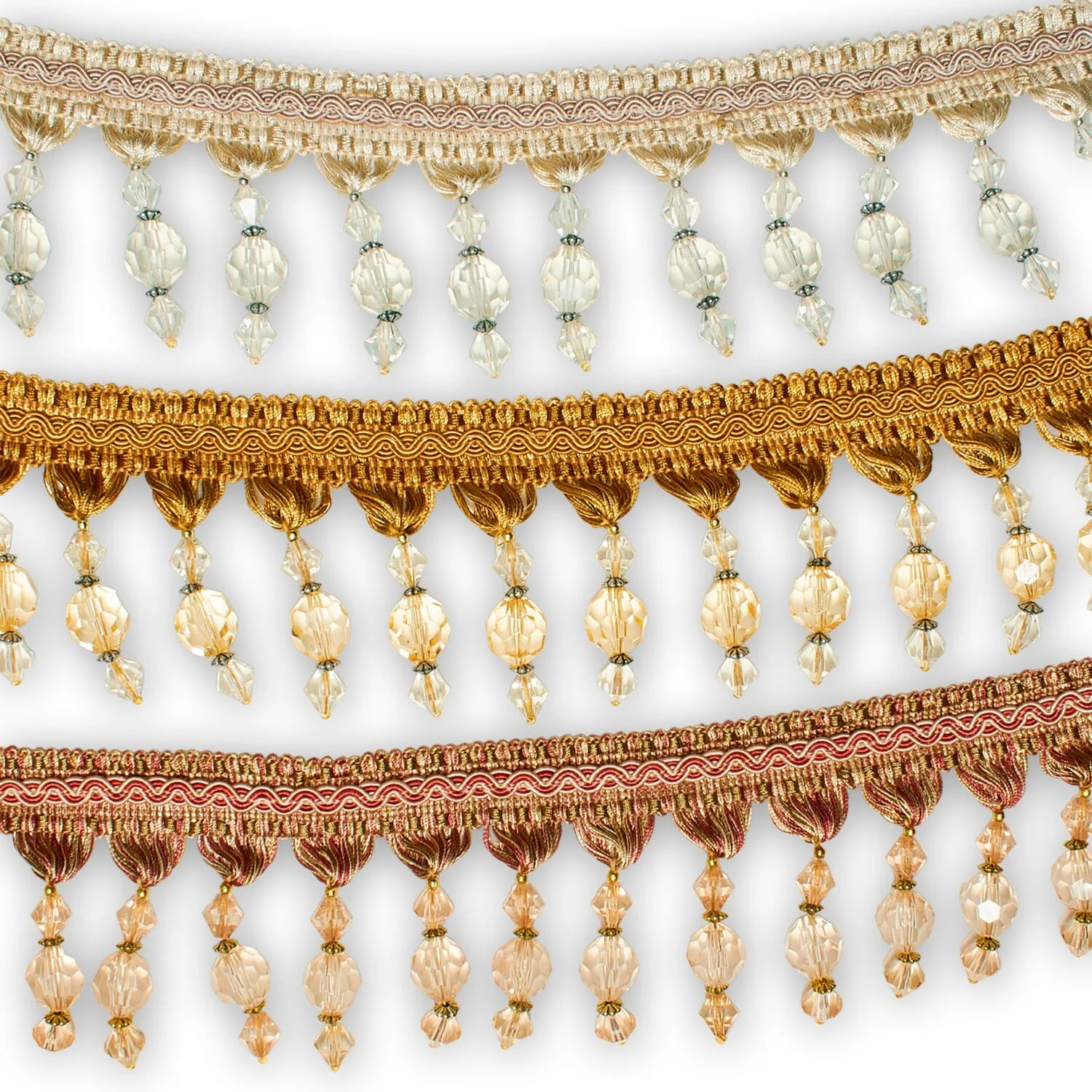 Ornamental Beaded Rhinestone Tassel Fringe Trim