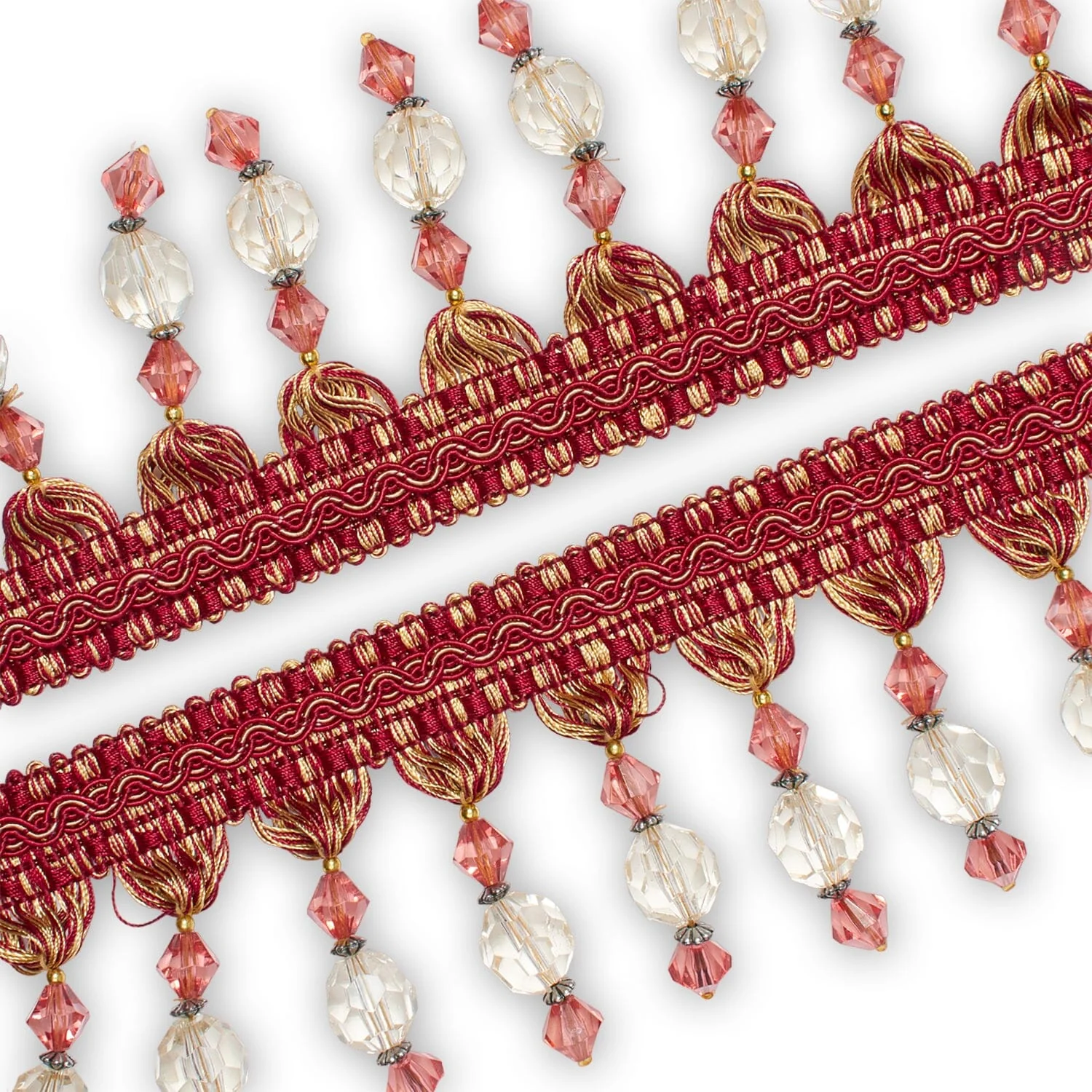 Ornamental Beaded Rhinestone Tassel Fringe Trim - Image 3