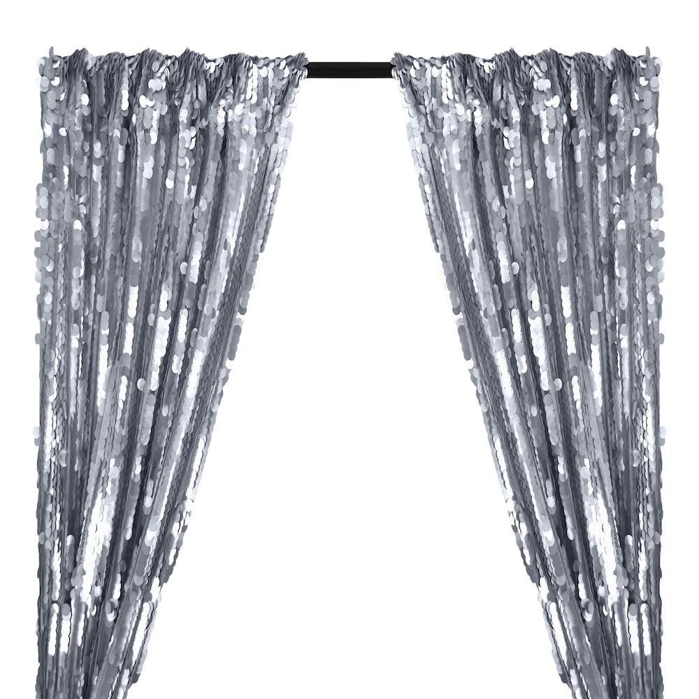 Paillette Circle Sequins Rod Pocket Curtains (All Colors Available) - Silver