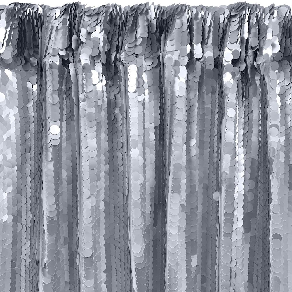 Paillette Circle Sequins Rod Pocket Curtains (All Colors Available) - Silver - Image 2
