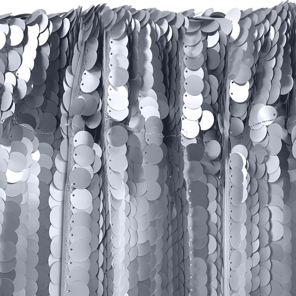 Paillette Circle Sequins Rod Pocket Curtains (All Colors Available) - Silver - Image 3