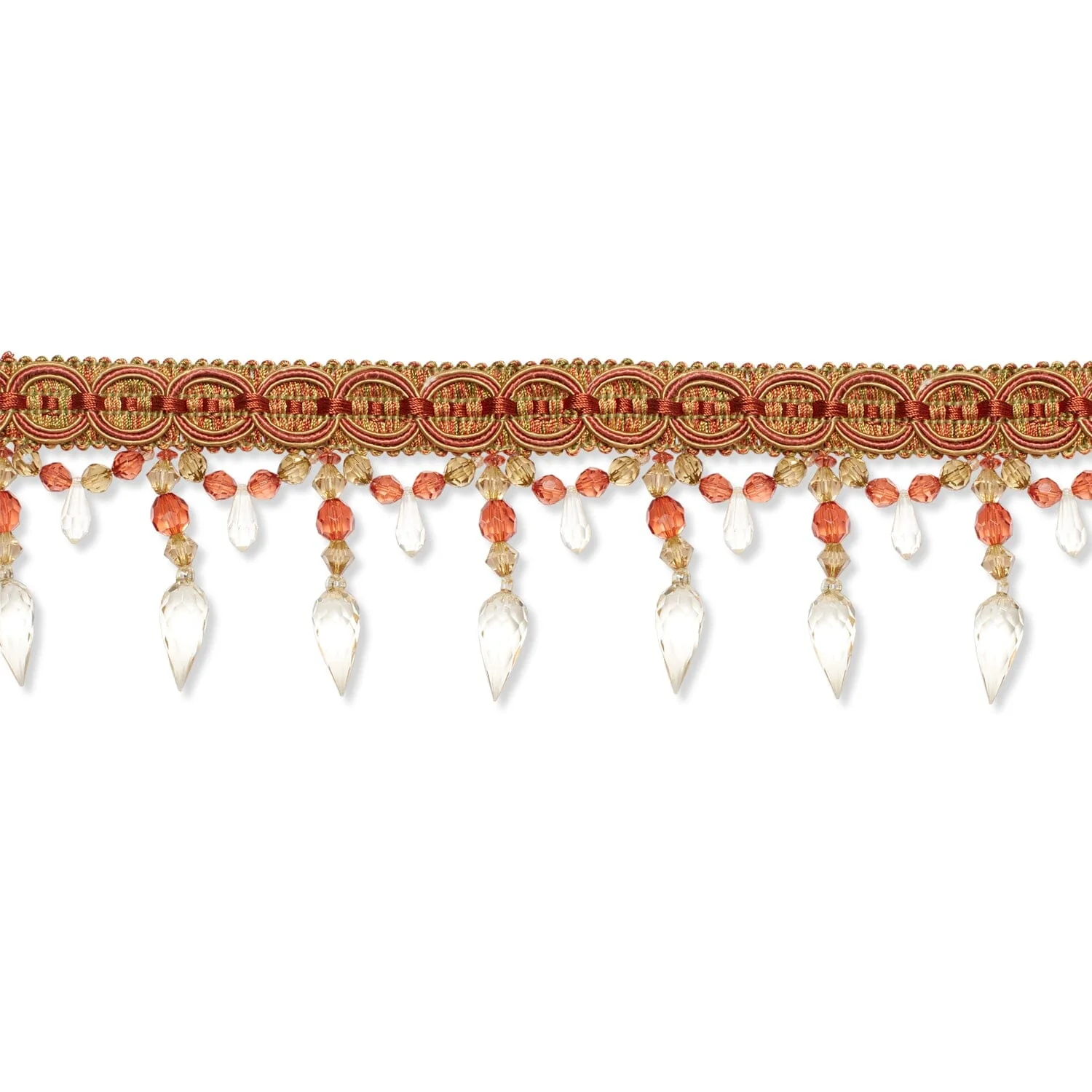 Pear Drop Beaded Rhinestone Tassel Fringe Trim - Image 2