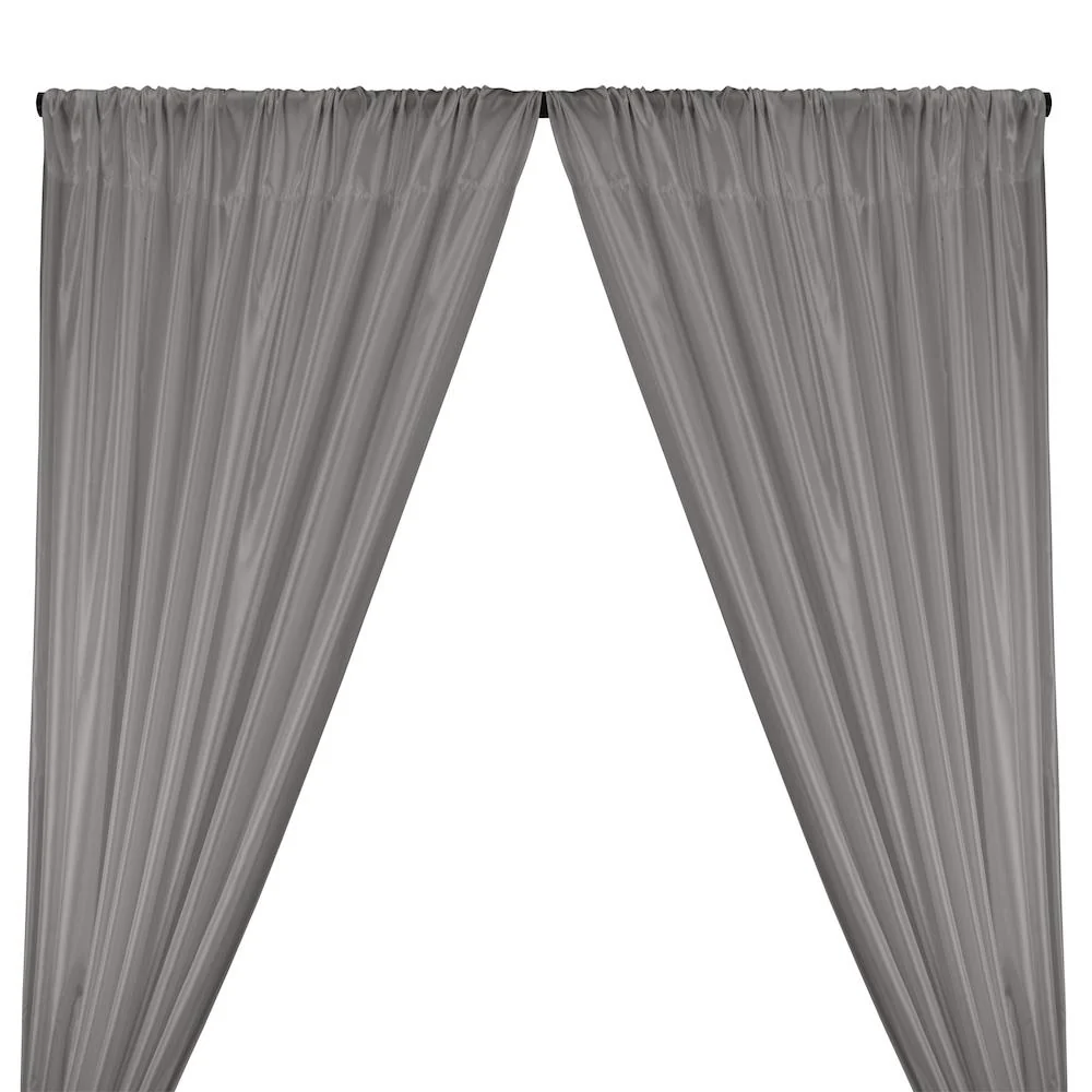 Poly China Silk Lining Rod Pocket Curtains - Grey