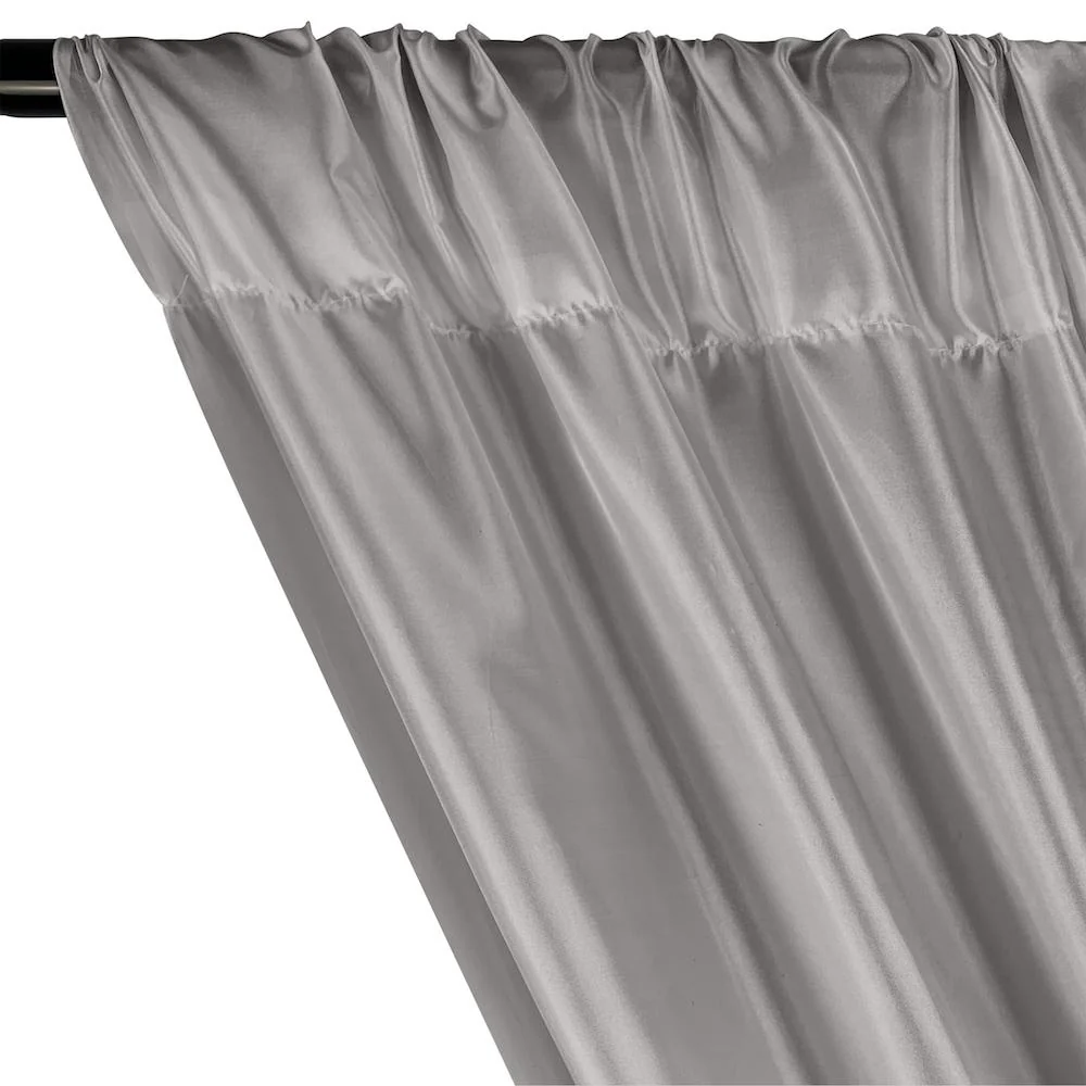 Poly China Silk Lining Rod Pocket Curtains - Grey - Image 2