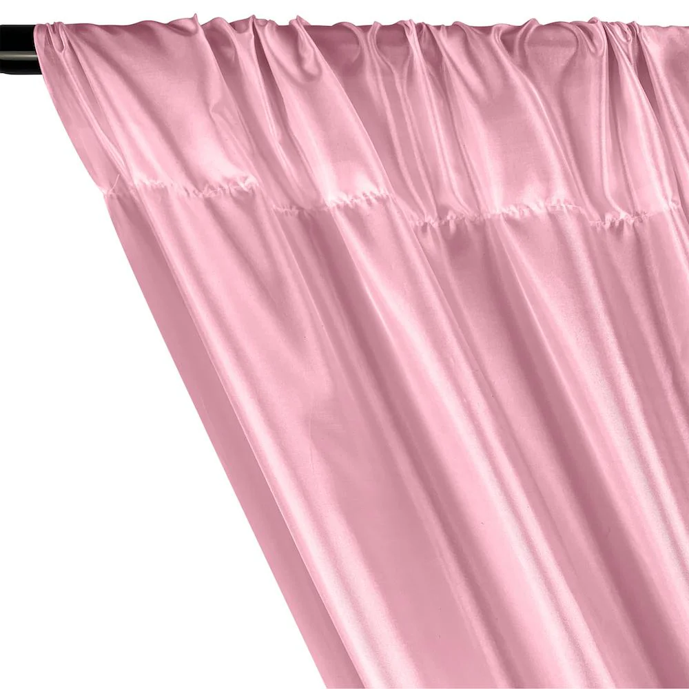 Poly China Silk Lining Rod Pocket Curtains - Light Pink - Image 2