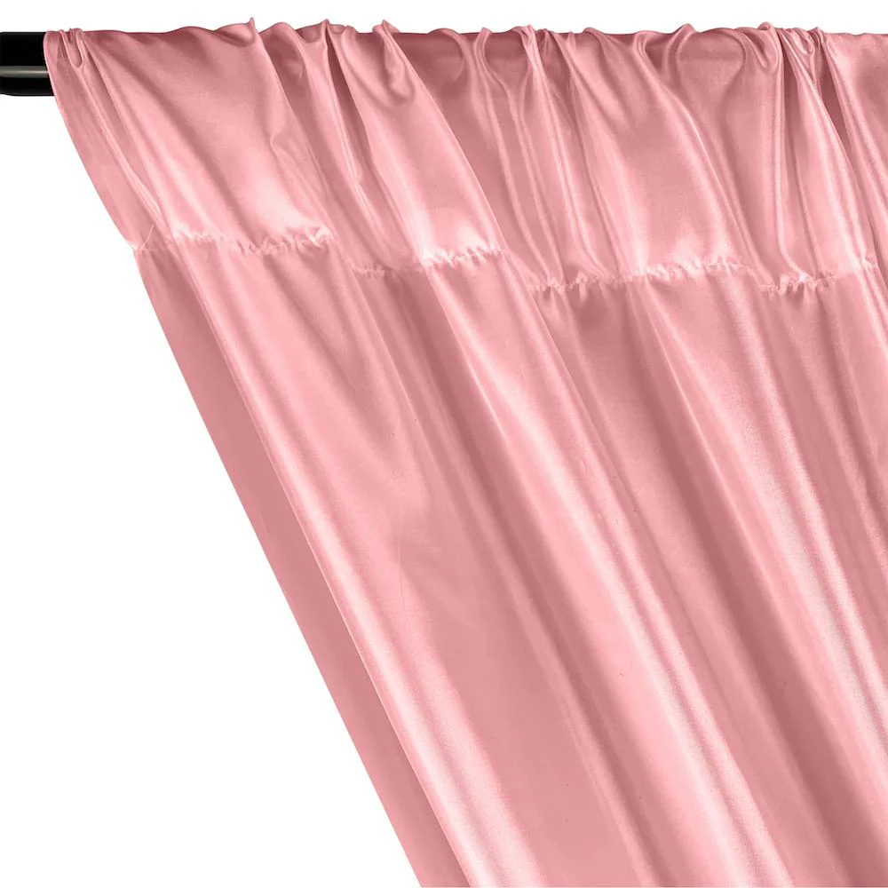 Poly China Silk Lining Rod Pocket Curtains - Pink - Image 2