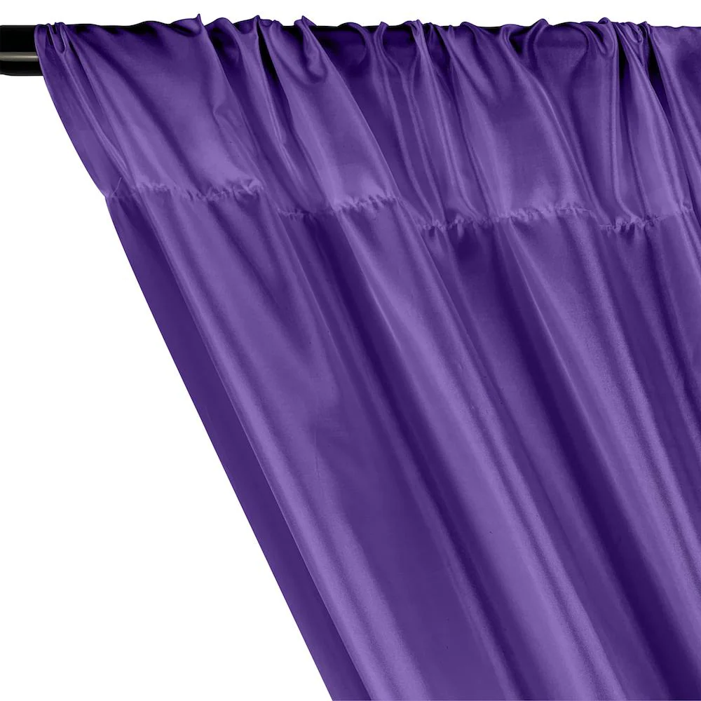 Poly China Silk Lining Rod Pocket Curtains - Purple - Image 2