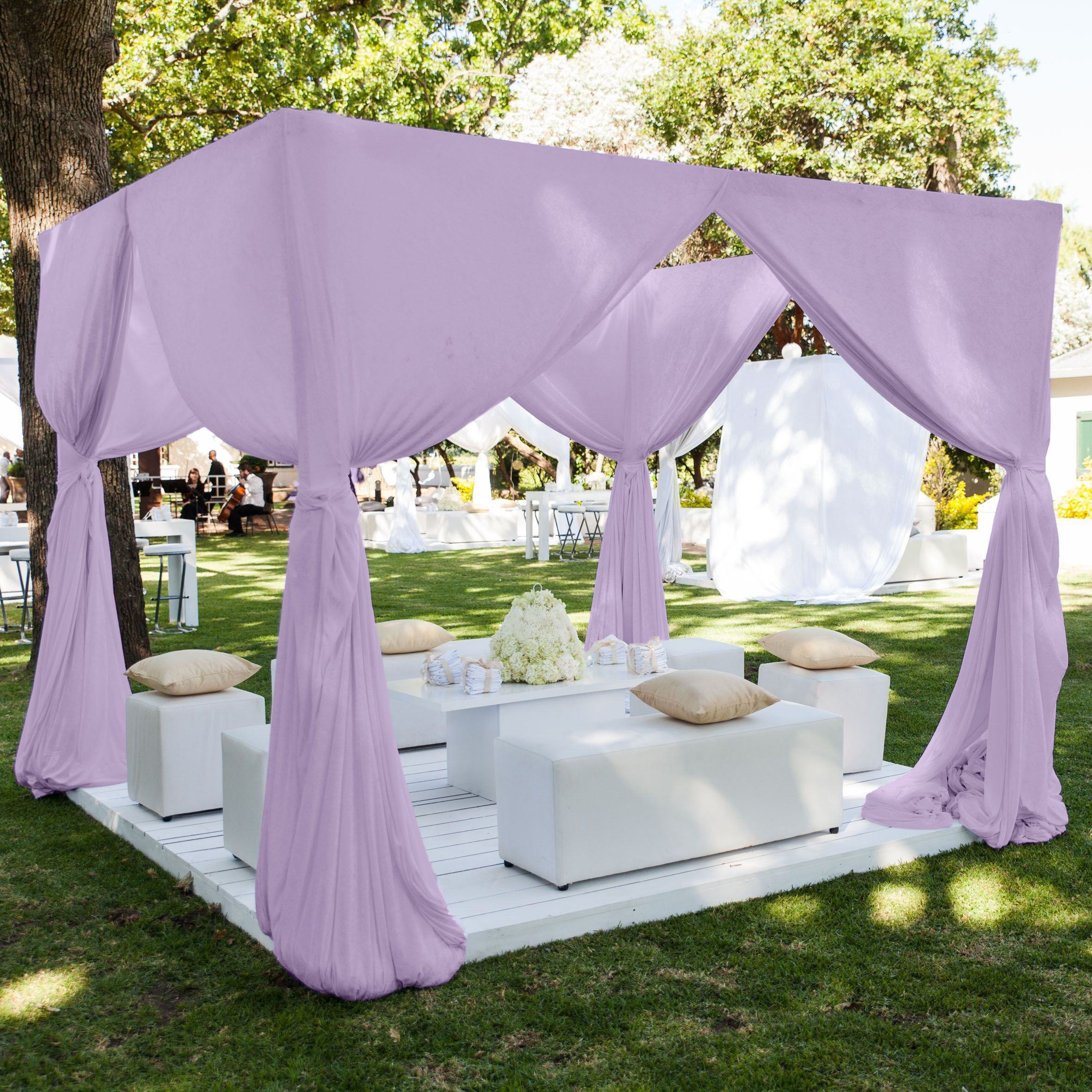 Polyester Chiffon Rod Pocket Curtains - Lilac - Image 3