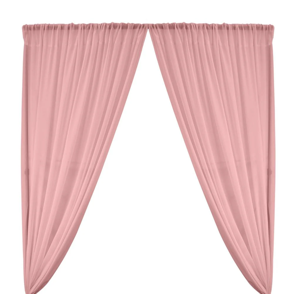 Polyester Chiffon Rod Pocket Curtains - Pink