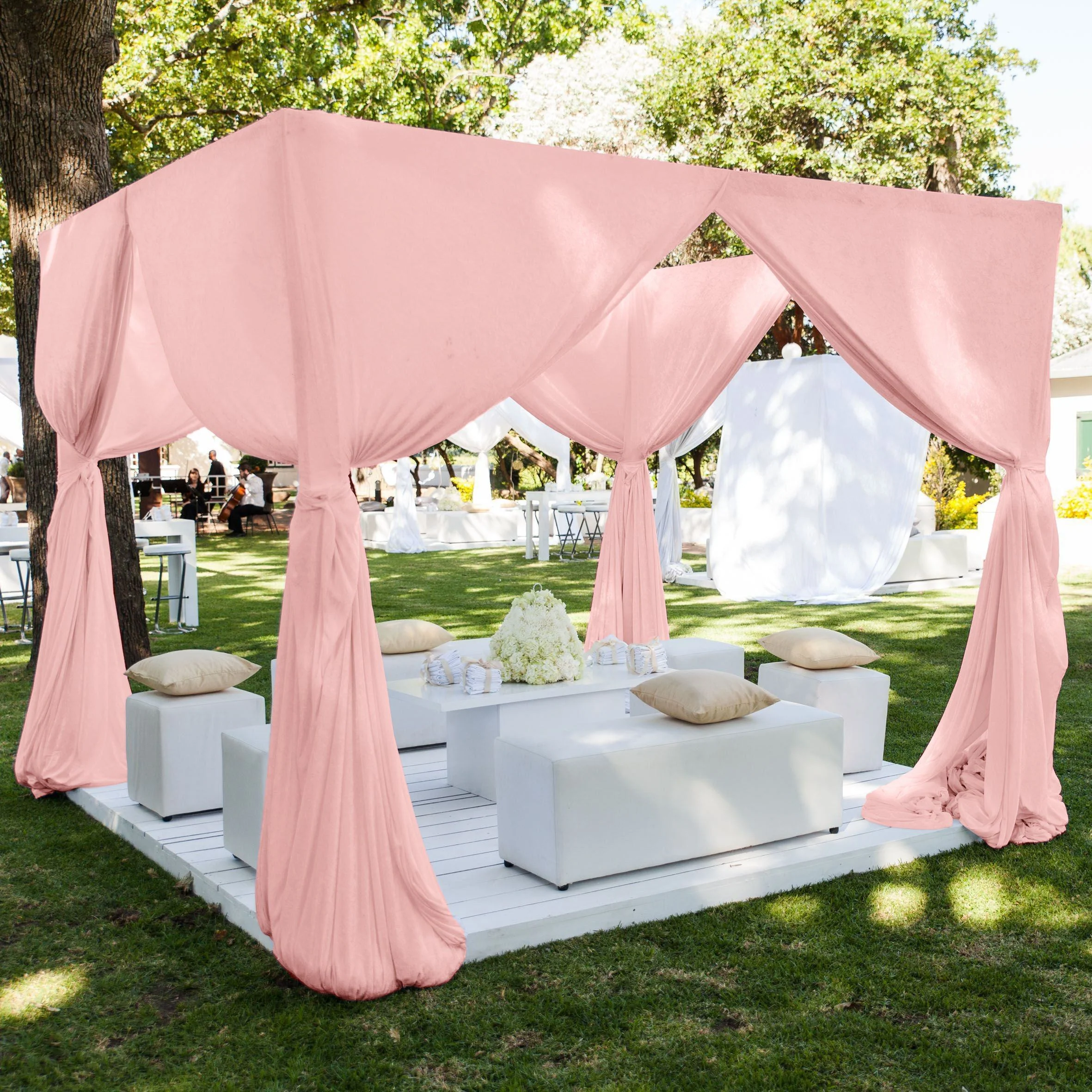 Polyester Chiffon Rod Pocket Curtains - Pink - Image 3