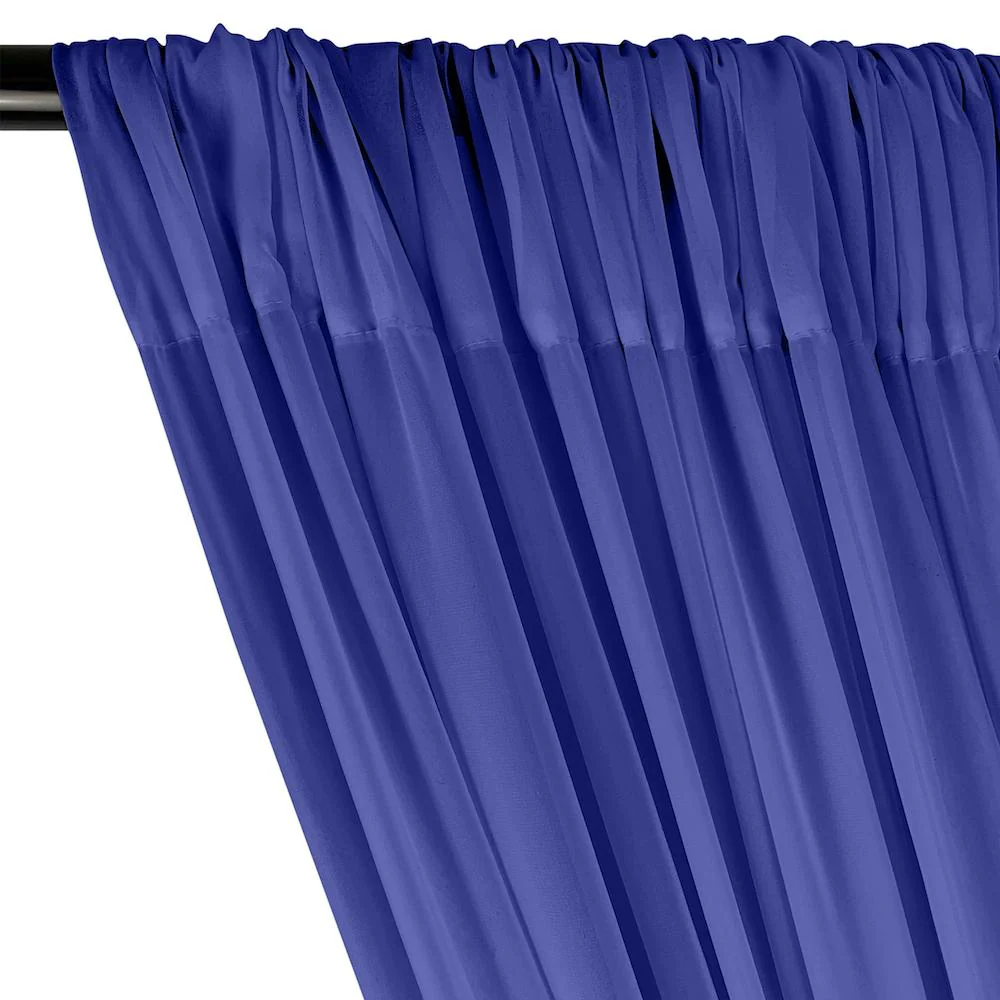Polyester Chiffon Rod Pocket Curtains - Royal Blue - Image 2