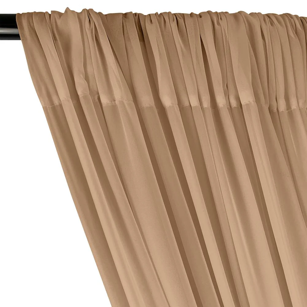 Polyester Chiffon Rod Pocket Curtains - Sand - Image 2