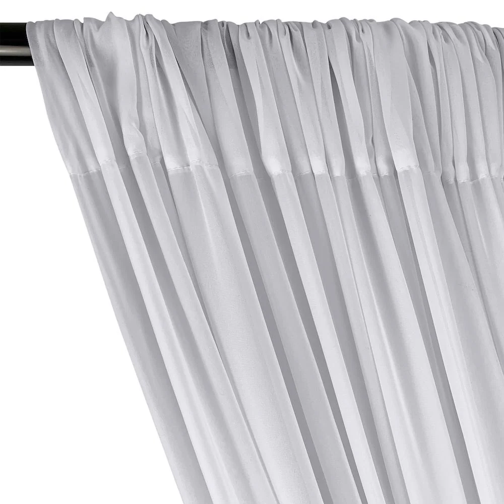Polyester Chiffon Rod Pocket Curtains - Silver - Image 2