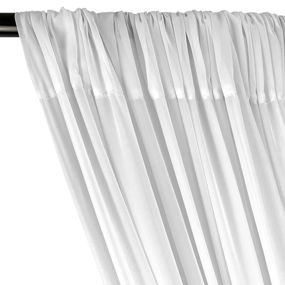 Polyester Chiffon Rod Pocket Curtains (All Colors Available) - White - Image 2