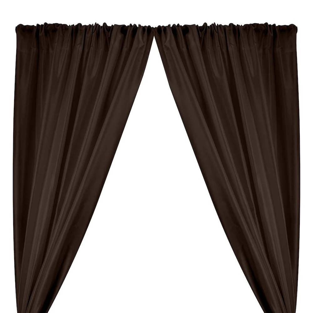 Polyester Dupioni Rod Pocket Curtains - Dark Brown 46