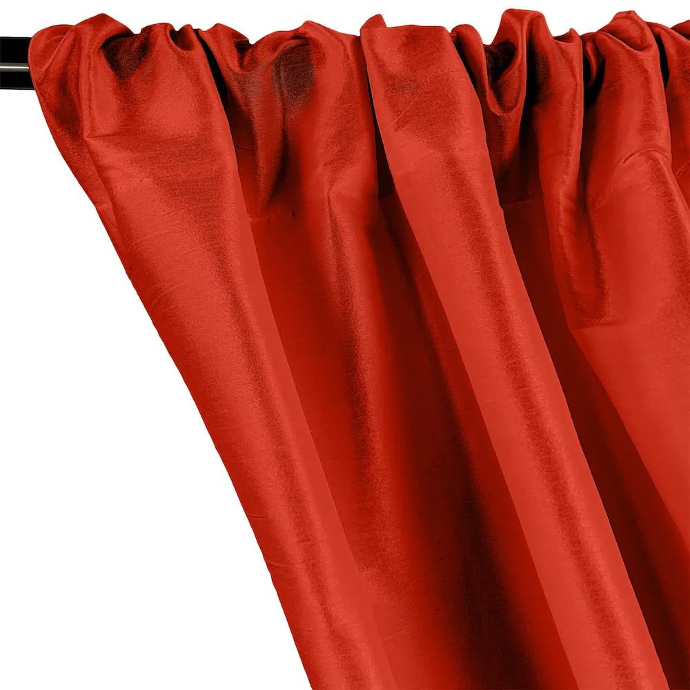 Polyester Dupioni Rod Pocket Curtains - Dark Red 29 - Image 2