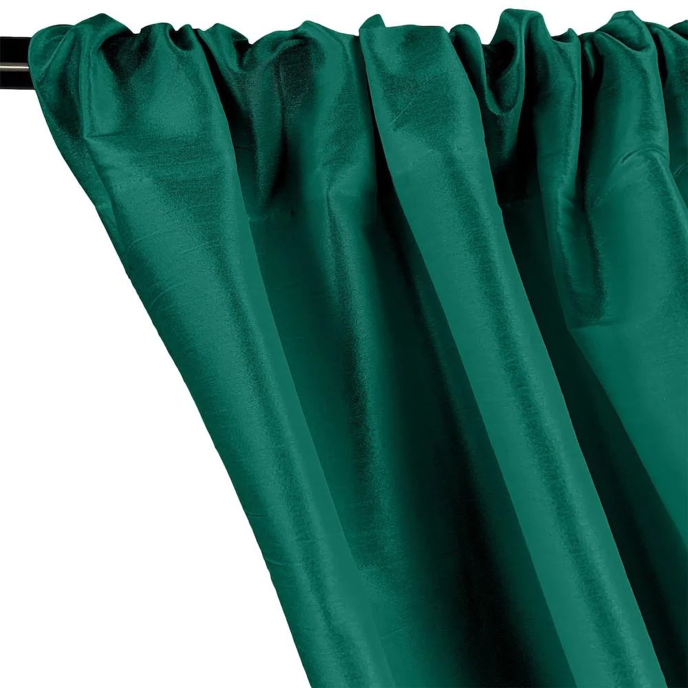 Polyester Dupioni Rod Pocket Curtains - Teal 24 - Image 2