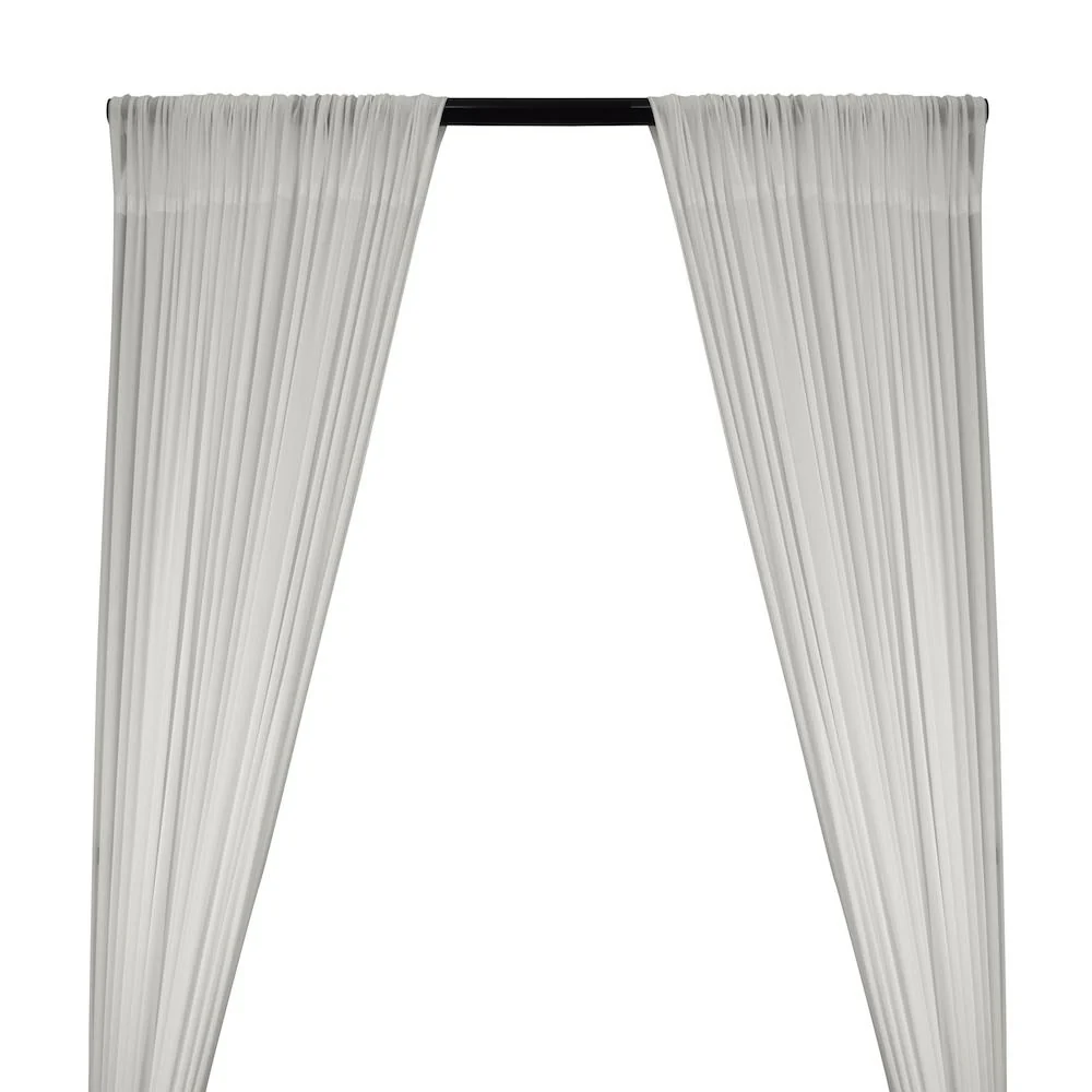 Power Mesh Rod Pocket Curtains - Silver