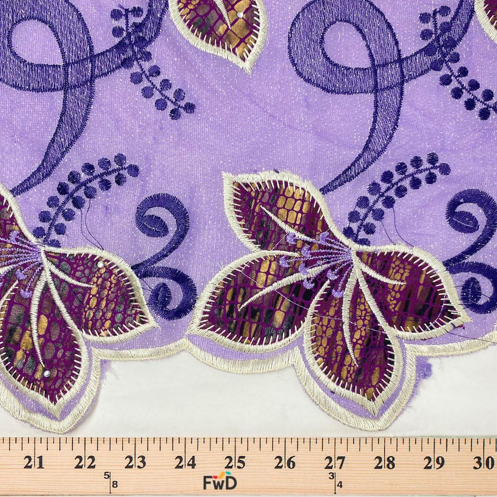 Purple Snake Printed Floral Geranium Sparkled Lace - Image 4