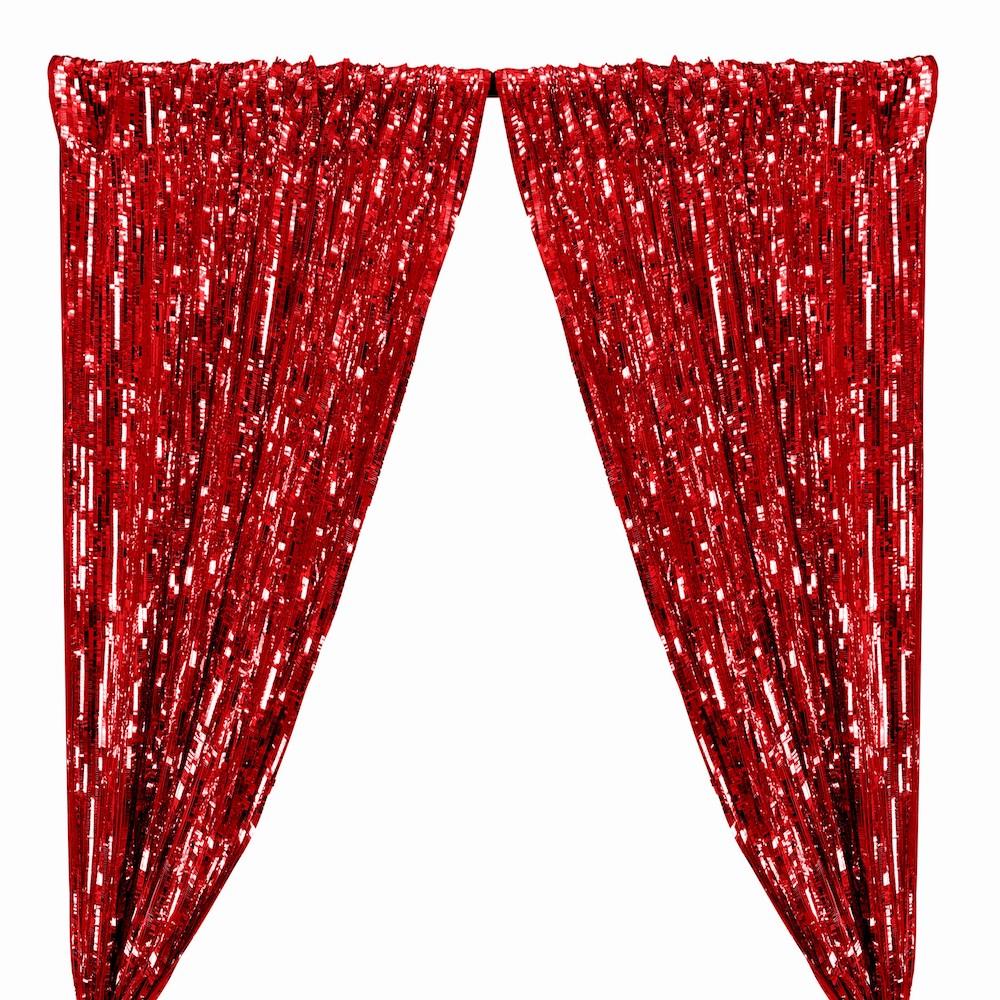 Rectangle Piano Sequins Rod Pocket Curtains - Red