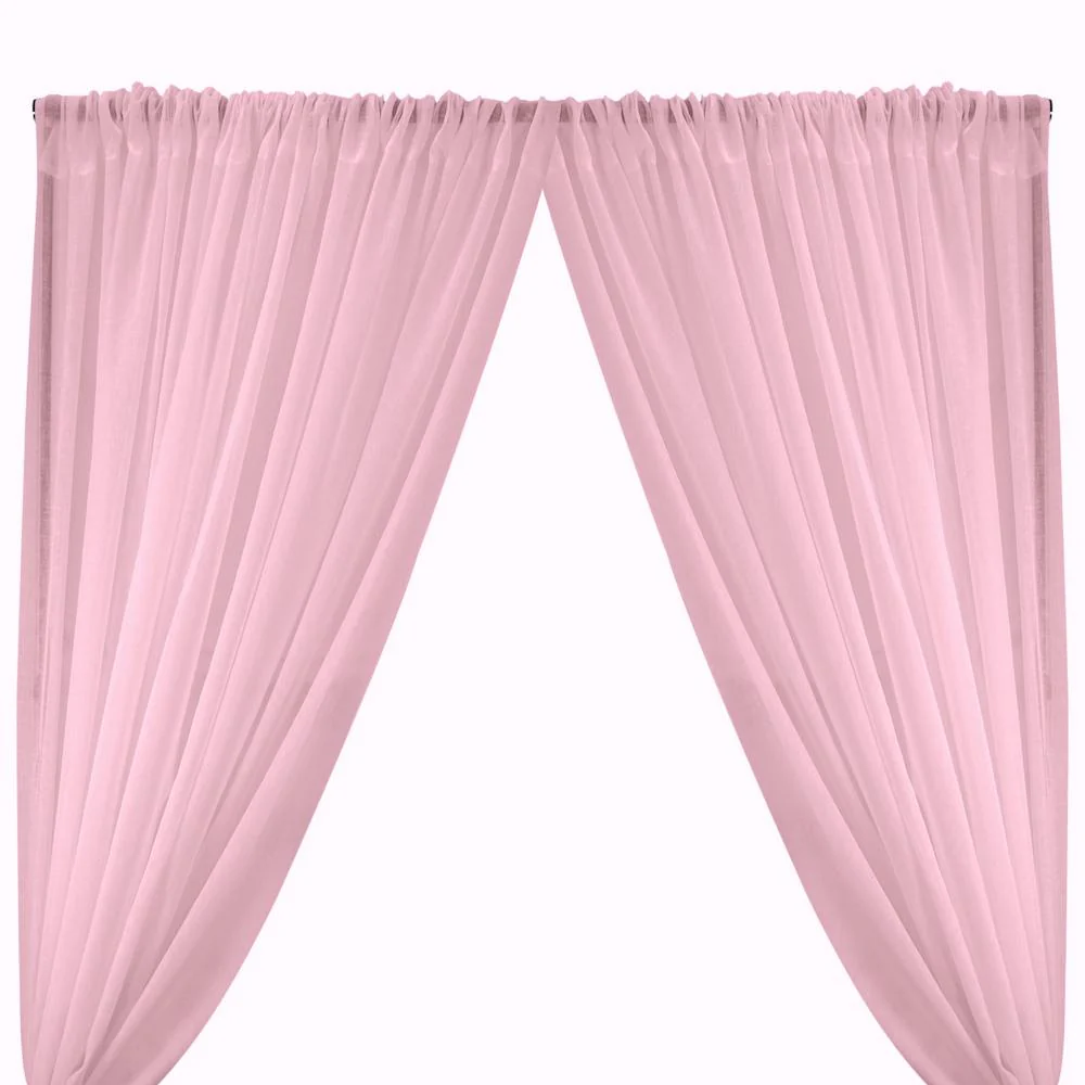 Gasa Sheer Voile Rod Pocket Curtains - Pale Pink
