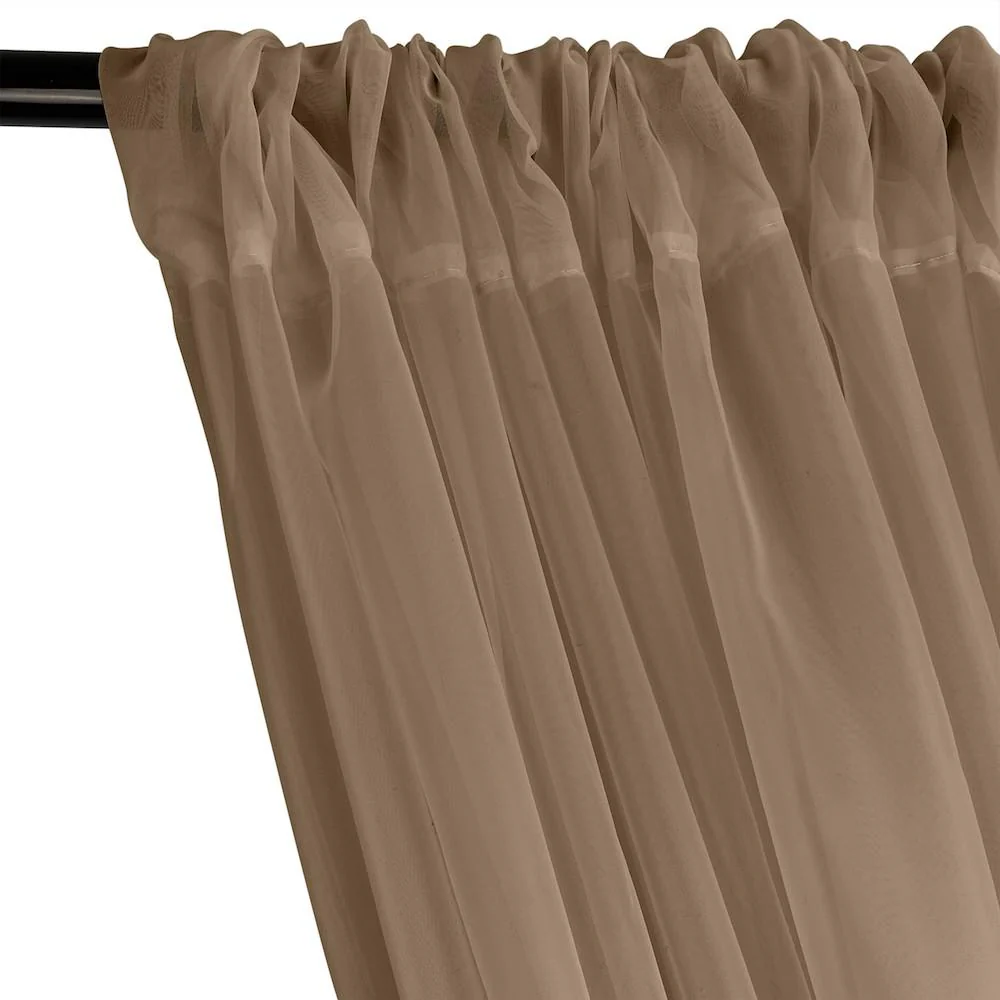 Sheer Voile Rod Pocket Curtains - Camel - Image 2