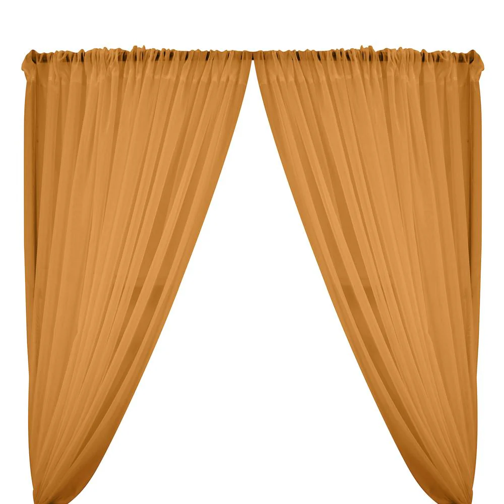 Sheer Voile Rod Pocket Curtains - Gold