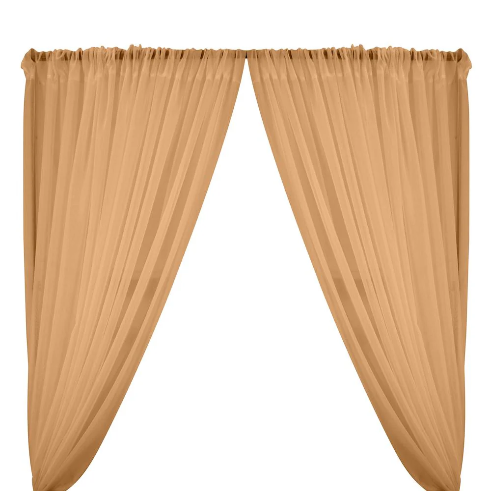 Sheer Voile Rod Pocket Curtains - Ovaltine