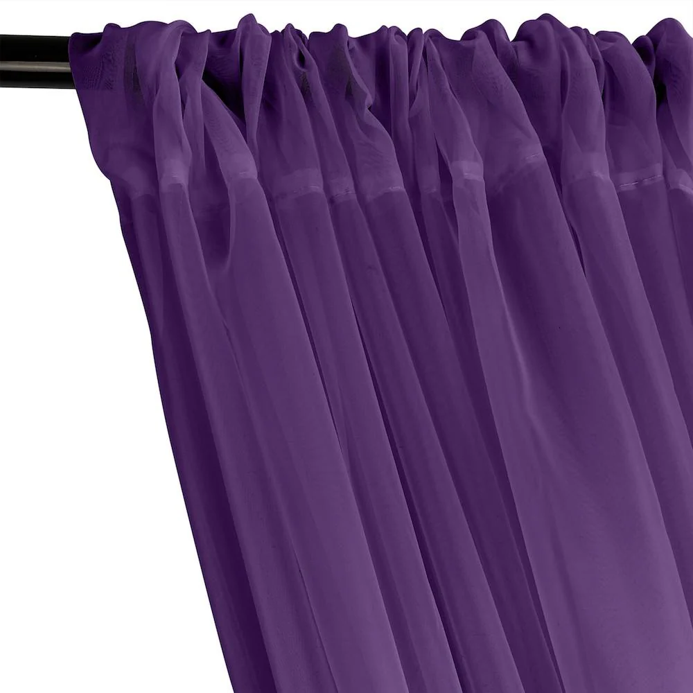 Sheer Voile Rod Pocket Curtains - Purple - Image 2