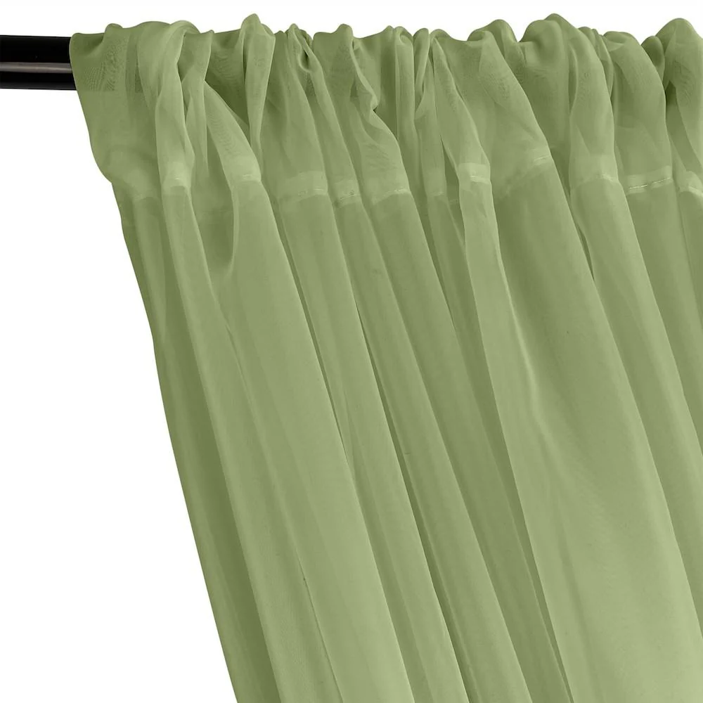 Sheer Voile Rod Pocket Curtains - Sage Green - Image 2