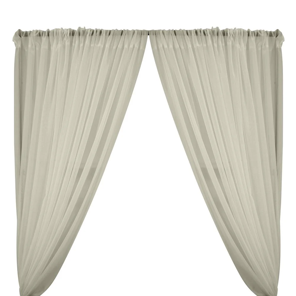 Sheer Voile Rod Pocket Curtains - Silver