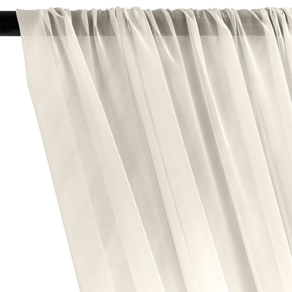 Silk Georgette Chiffon Rod Pocket Curtains - Off White - Image 2