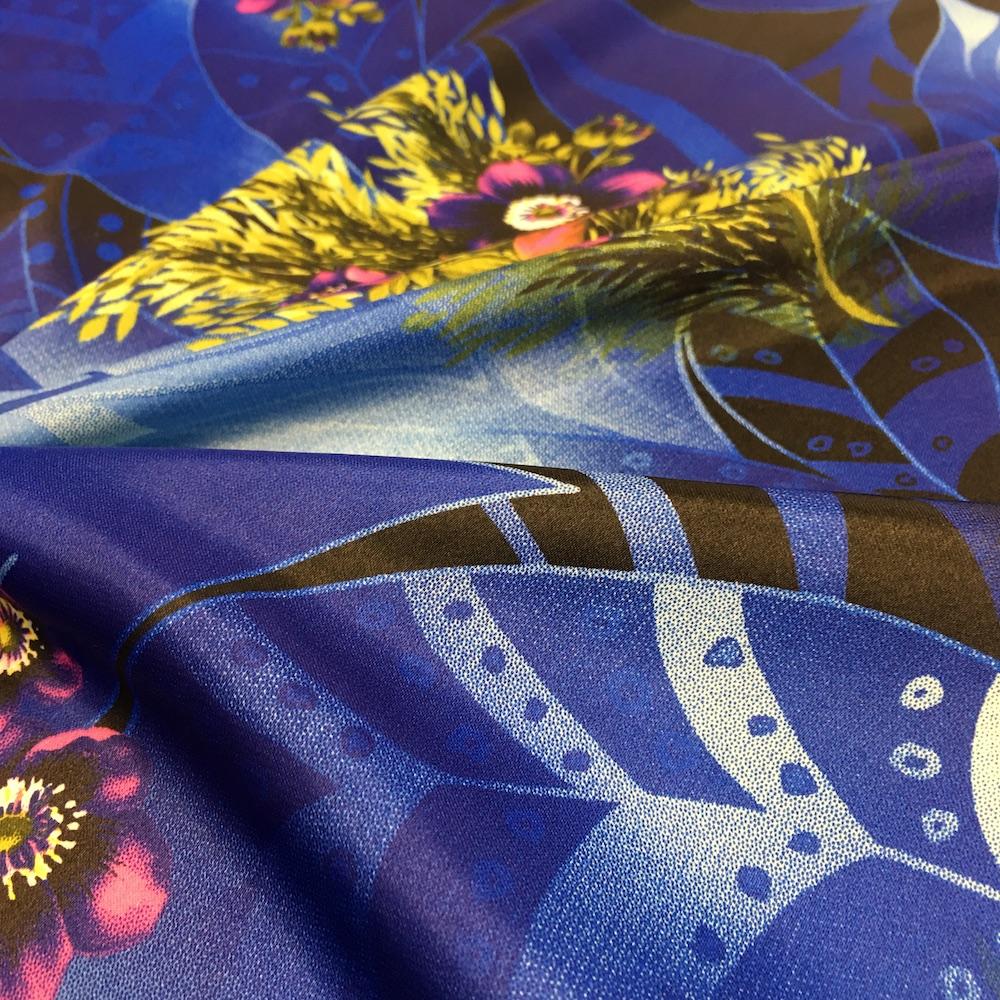 Stacy Blue Printed Charmeuse - Image 3