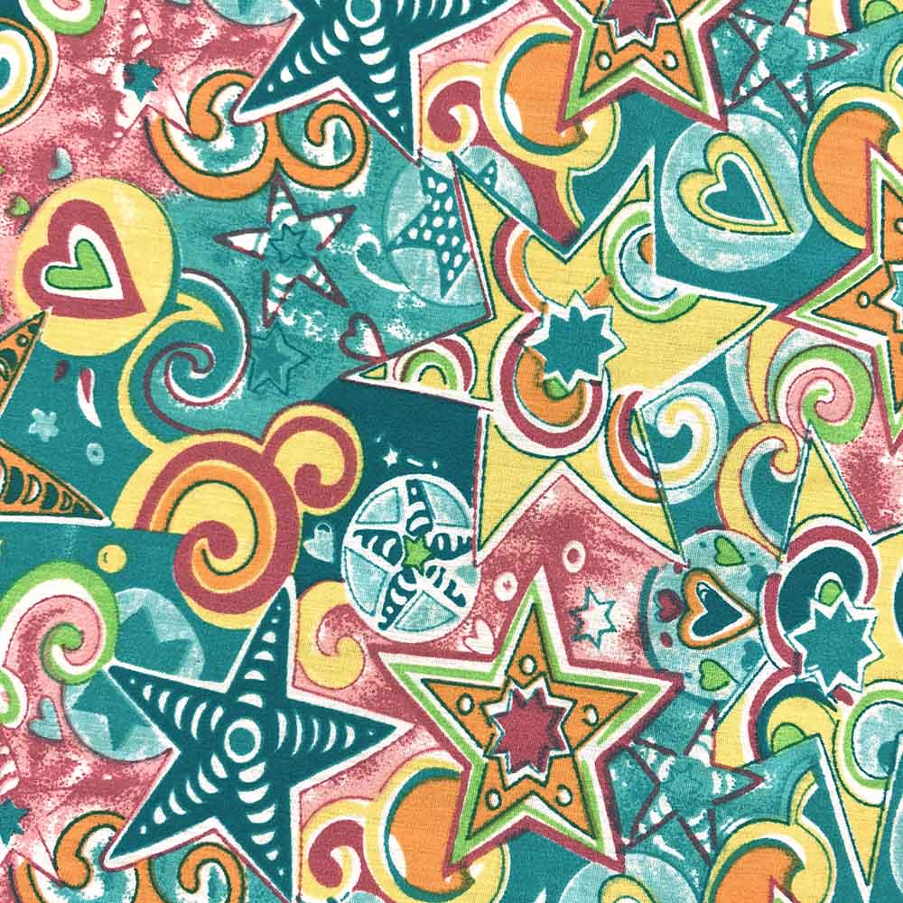 Star Studded Turquoise Print Broadcloth - Image 2