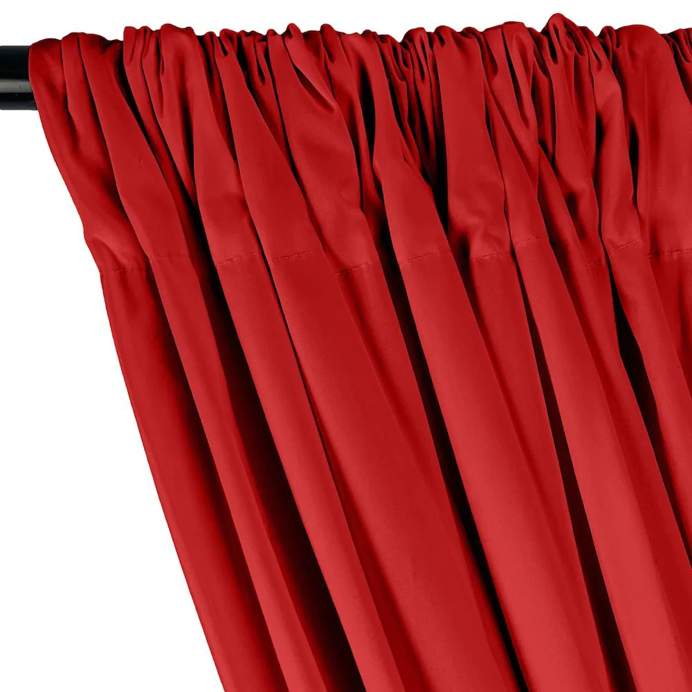 Stretch Broadcloth Rod Pocket Curtains - Red - Image 2