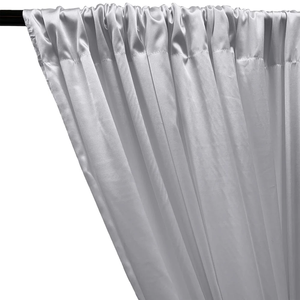 Stretch Charmeuse Satin Rod Pocket Curtains - Silver - Image 2