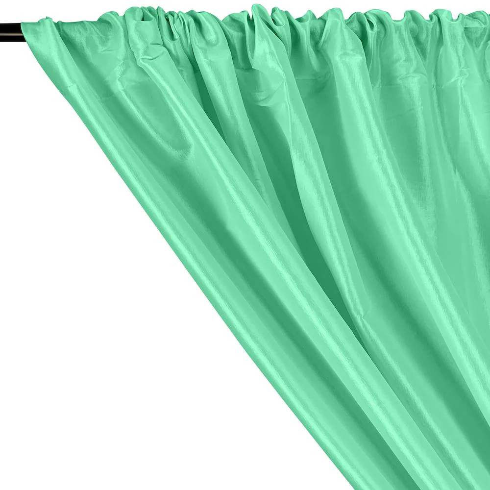 Stretch Taffeta Rod Pocket Curtains - Aqua Green - Image 2